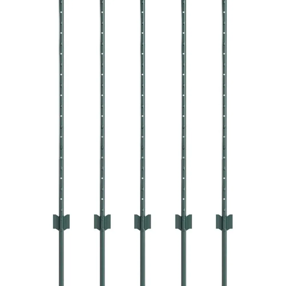 Clôtures & Barrières-vidaXL Poteau de clôture. 5 pcs Vert 140 cm Acier Acier/vert