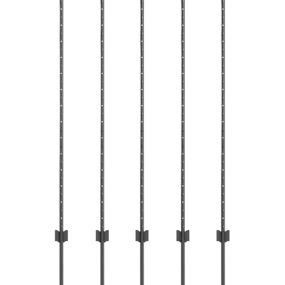 vidaXL Poteau de clôture. 5 pcs Gris 140 cm Acier