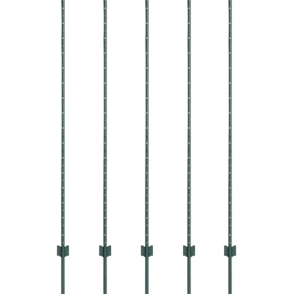 Clôtures & Barrières-vidaXL Poteau de clôture. 5 pcs Vert 150 cm Acier Acier/vert