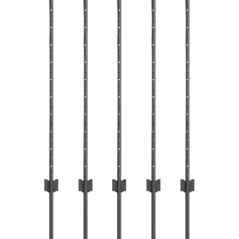 vidaXL Poteau de clôture. 5 pcs Gris 100 cm Acier