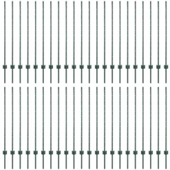Clôtures & Barrières-vidaXL Poteau de clôture. 44 pcs Vert 160 cm Acier Acier/vert