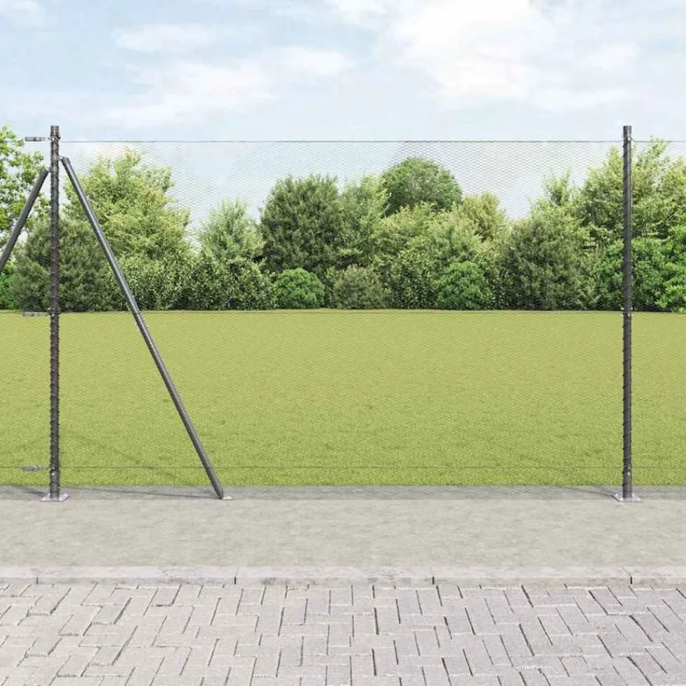 Clôtures & Barrières-vidaXL Poteau de clôture. 10 x 1,5 m (maillage de 13 mm) Gris