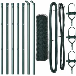 Clôtures & Barrières-vidaXL Poteau de clôture. 10 x 0,4 m (maille 13 mm) Acier et PVC Vert