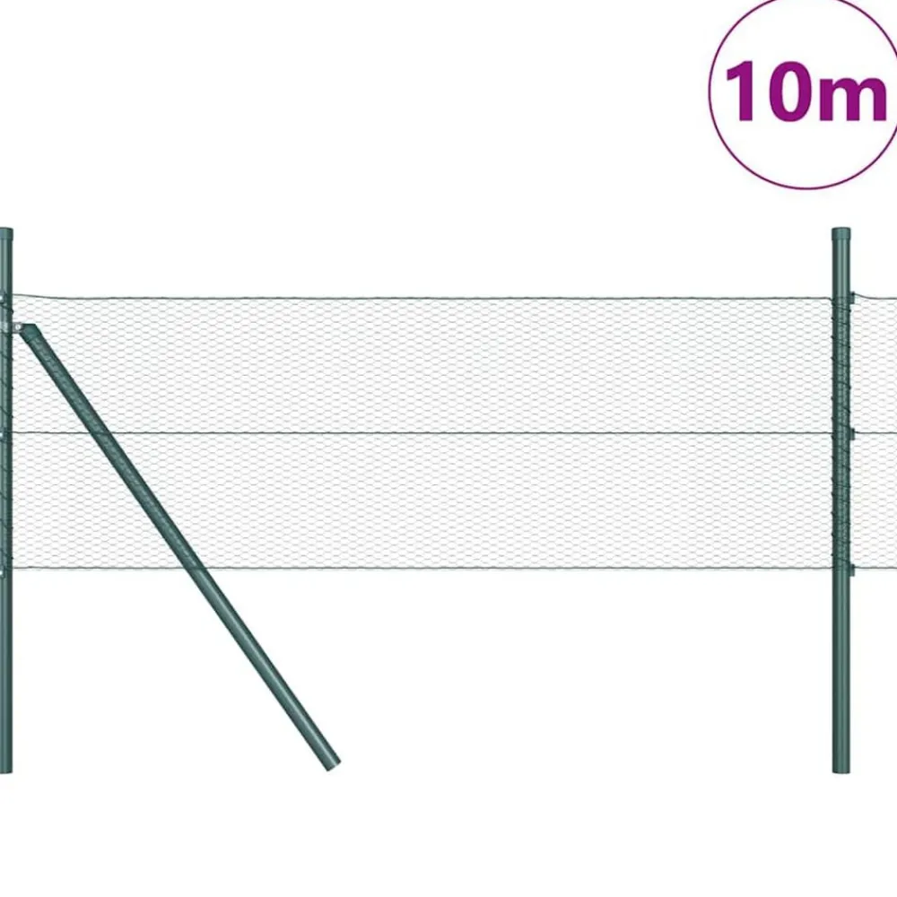 Clôtures & Barrières-vidaXL Poteau de clôture. 10 x 0,4 m (maille 13 mm) Acier et PVC Vert