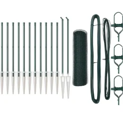 Clôtures & Barrières-vidaXL Poteau de clôture. Vert 25 x 0,5 m (maille de 13 mm) Acier Vert for&ecirc;t