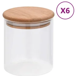 vidaXL Pots de conservation en verre couvercle en bambou 6 pcs 600 ml