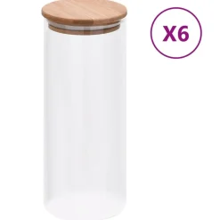 Arts De La Table & Arts Culinaires-vidaXL Pots de conservation en verre couvercle en bambou 6 pcs 1000 ml