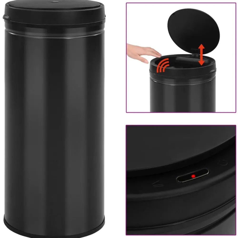 vidaXL Poubelle à capteur automatique 80 L Acier au carbone