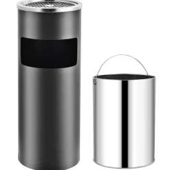 Produits Ménagers-vidaXL Poubelle à cendrier d'hôtel 30 L Acier Gris