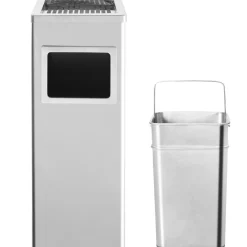 Produits Ménagers-vidaXL Poubelle à cendrier d'hôtel 36 L Acier inoxydable Argent