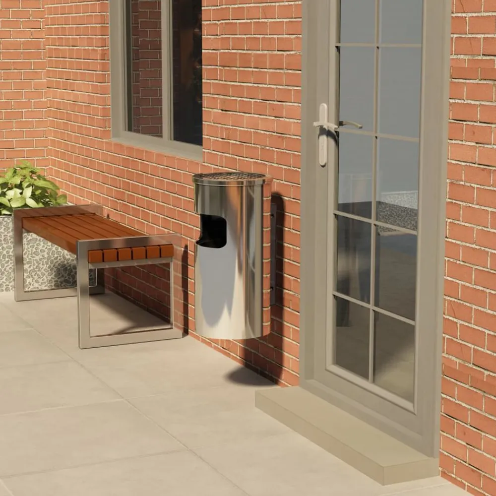 vidaXL Poubelle à cendrier murale Acier inoxydable 26 L