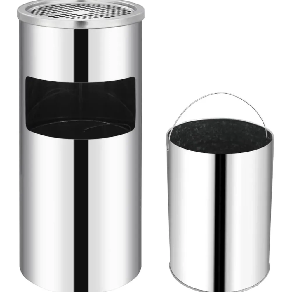 vidaXL Poubelle à cendrier murale Acier inoxydable 26 L