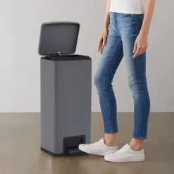 Produits Ménagers-vidaXL Poubelle à pédale anti-empreinte 30 L Acier inoxydable Gris
