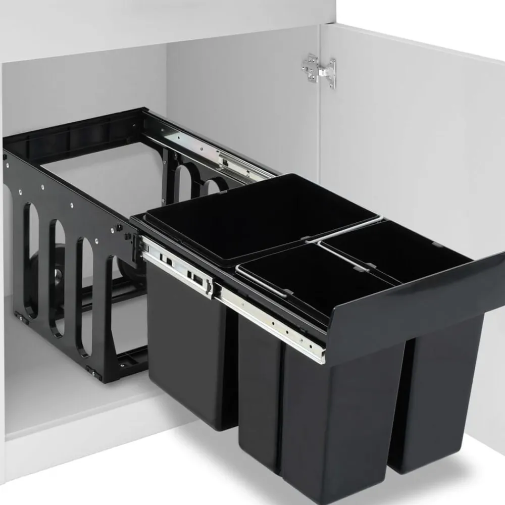 vidaXL Poubelle amovible de cuisine fermeture en douceur 48 L