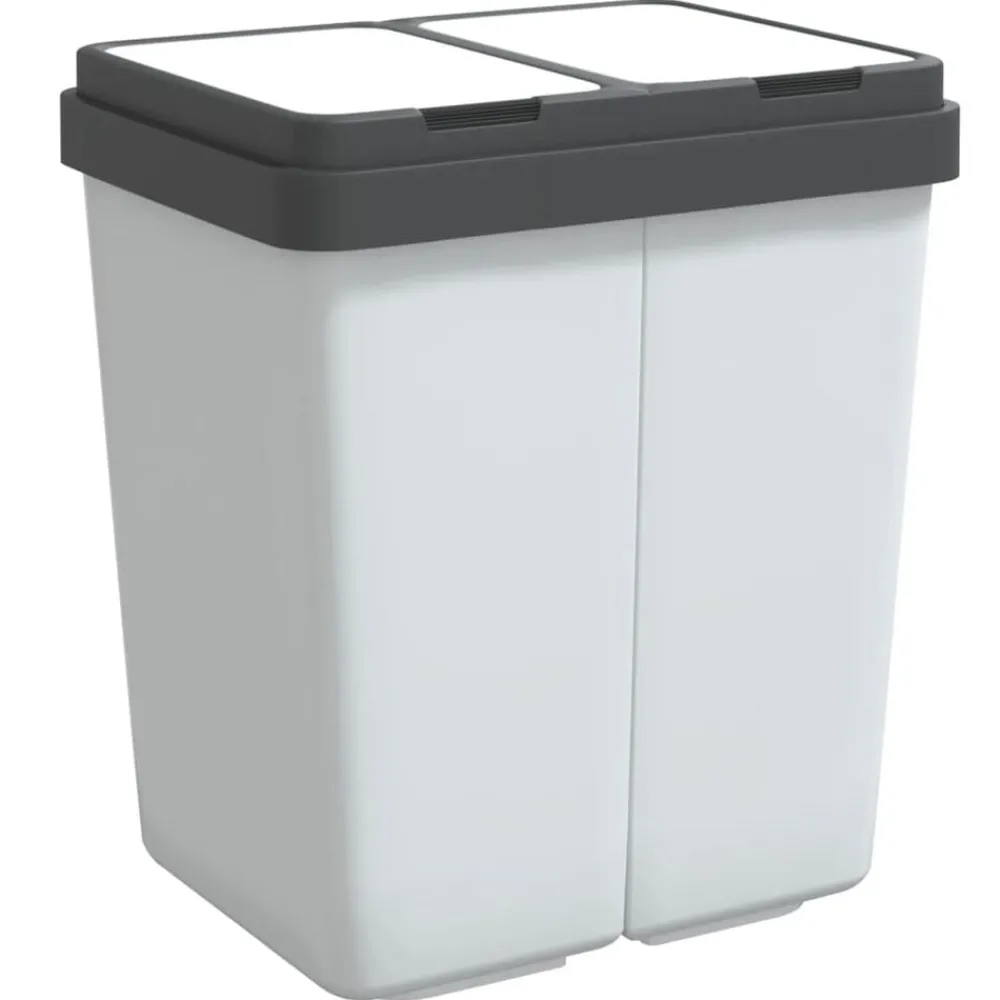 Produits Ménagers-vidaXL Poubelle double 2x25 L Blanc
