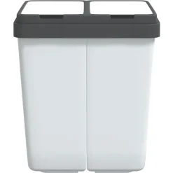 Produits Ménagers-vidaXL Poubelle double 2x25 L Blanc