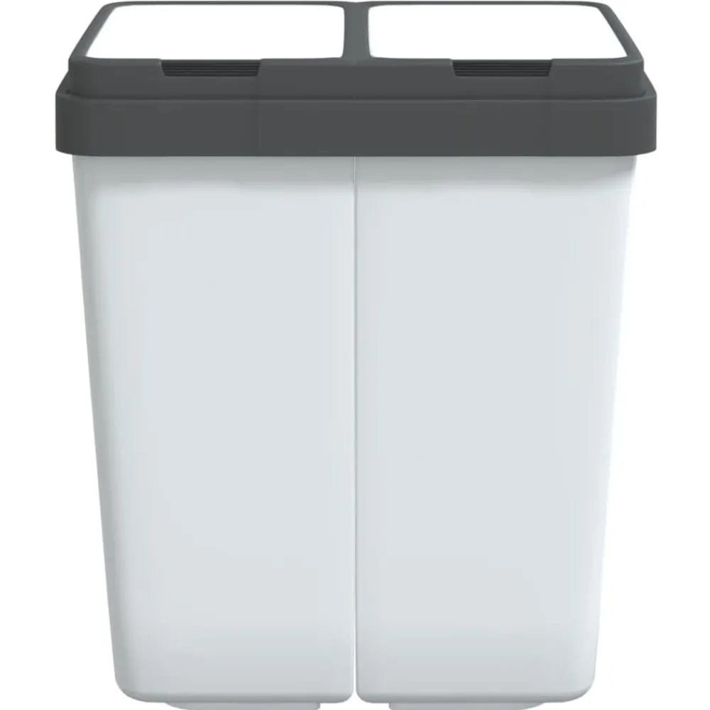 Produits Ménagers-vidaXL Poubelle double 2x25 L Blanc