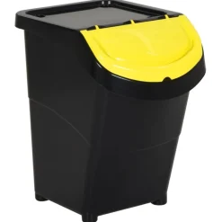 Produits Ménagers-vidaXL Poubelles empilables avec couvercles 3 pcs PP 120 L Noir