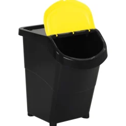 Produits Ménagers-vidaXL Poubelles empilables avec couvercles 3 pcs PP 120 L Noir