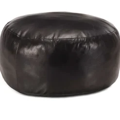 Poufs-vidaXL Pouf 60 x 30 cm Cuir véritable de chèvre Noir