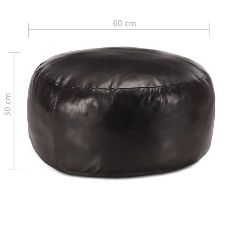 Poufs-vidaXL Pouf 60 x 30 cm Cuir véritable de chèvre Noir