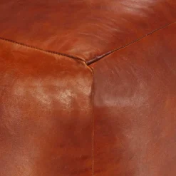 Poufs-vidaXL Pouf 40 x 40 x 40 cm Brun roux Cuir véritable de chèvre Marron pâle