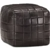 vidaXL Pouf 40 x 40 x 40 cm Noir Cuir véritable de chèvre