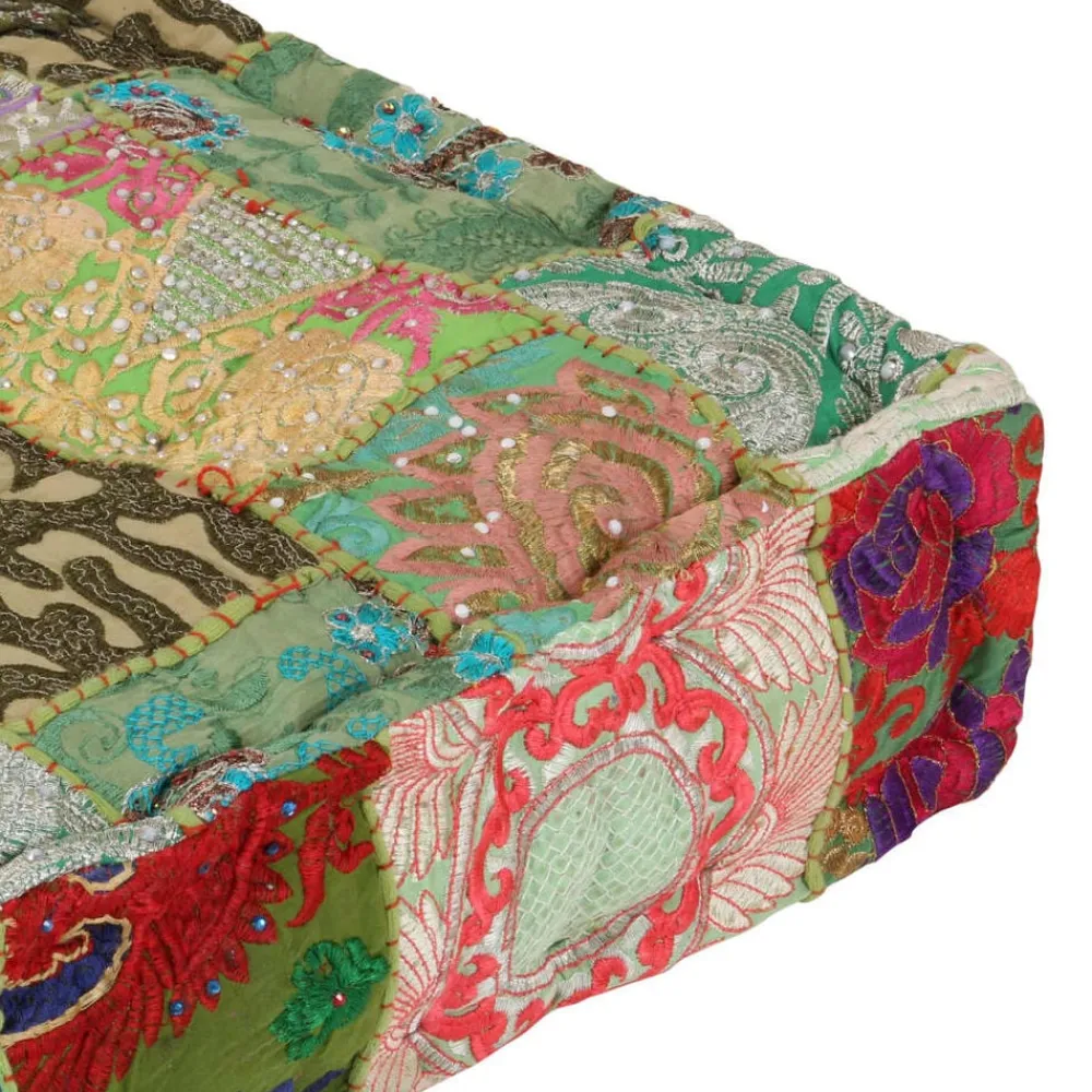 vidaXL Pouf carré en coton fait à la main 50 x 50 x 12 cm