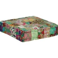 vidaXL Pouf carré en coton fait à la main 50 x 50 x 12 cm