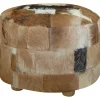 Poufs-vidaXL Pouf cuir de chèvre Rond 50 x 50 x 45 cm