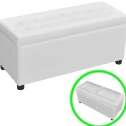 Bancs-vidaXL Pouf de rangement Cuir synthétique Blanc