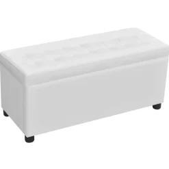 Bancs-vidaXL Pouf de rangement Cuir synthétique Blanc