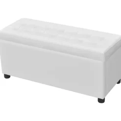 Bancs-vidaXL Pouf de rangement Cuir synthétique Blanc