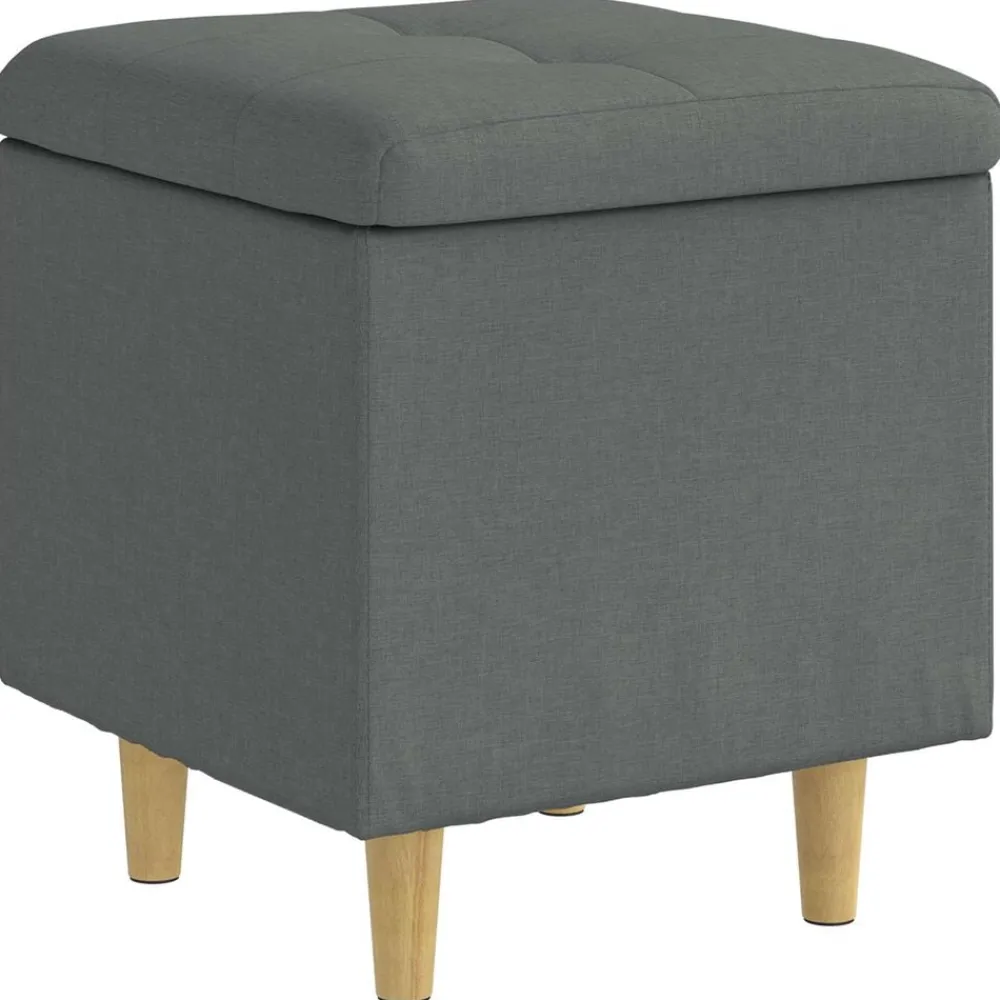 Fauteuils Et Chaises-vidaXL Pouf de rangement avec coussin 40 x 40 x 45 cm tissu Gris foncé