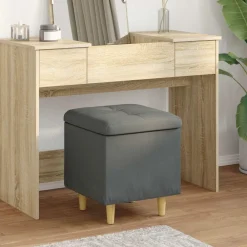 Fauteuils Et Chaises-vidaXL Pouf de rangement avec coussin 40 x 40 x 45 cm tissu Gris foncé