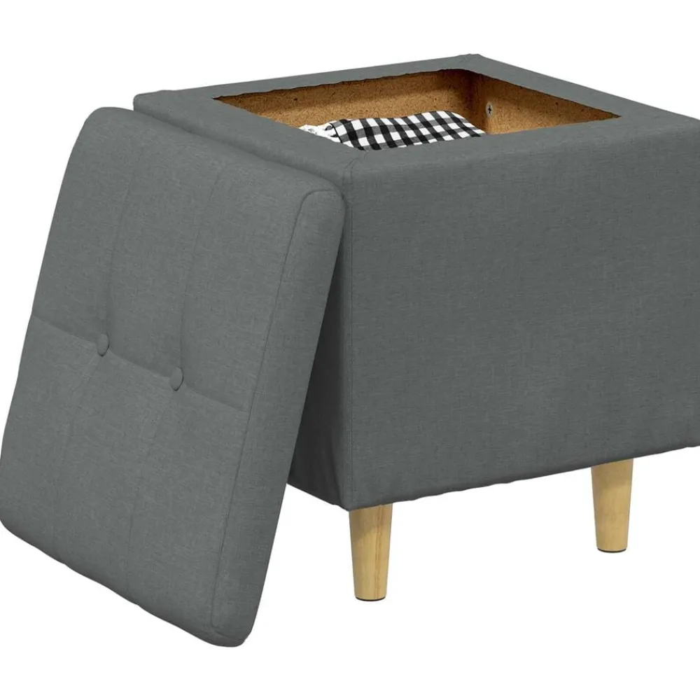 Fauteuils Et Chaises-vidaXL Pouf de rangement avec coussin 40 x 40 x 45 cm tissu Gris foncé