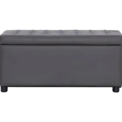 Bancs-vidaXL Pouf de rangement 87,5 cm Similicuir Gris