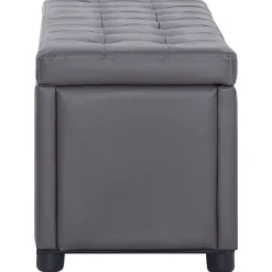 Bancs-vidaXL Pouf de rangement 87,5 cm Similicuir Gris
