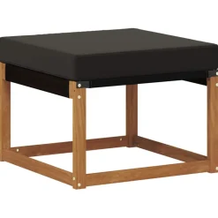 Mobilier De Jardin-vidaXL Pouf d'Extérieur Bois d'acacia massif et tissu Textilène Naturel et noir