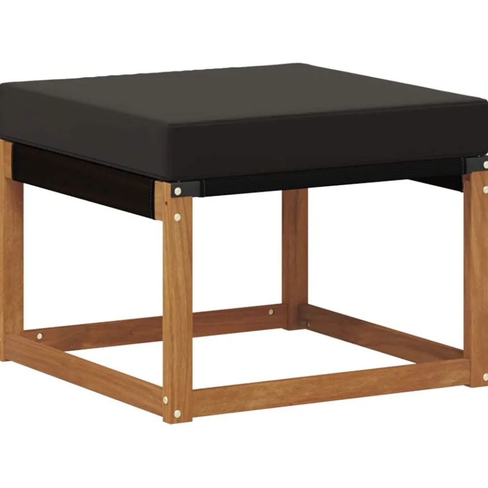 Mobilier De Jardin-vidaXL Pouf d'Extérieur Bois d'acacia massif et tissu Textilène Naturel et noir