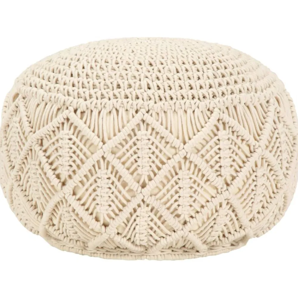 vidaXL Pouf fait à la main en macramé 45 x 30 cm Coton