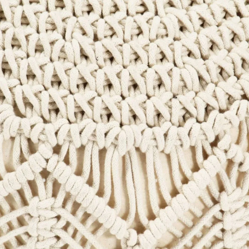 vidaXL Pouf fait à la main en macramé 45 x 30 cm Coton