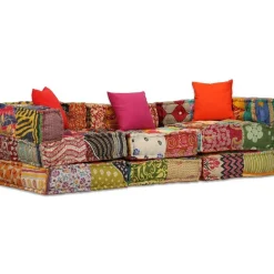 vidaXL Pouf modulaire à 3 places Tissu