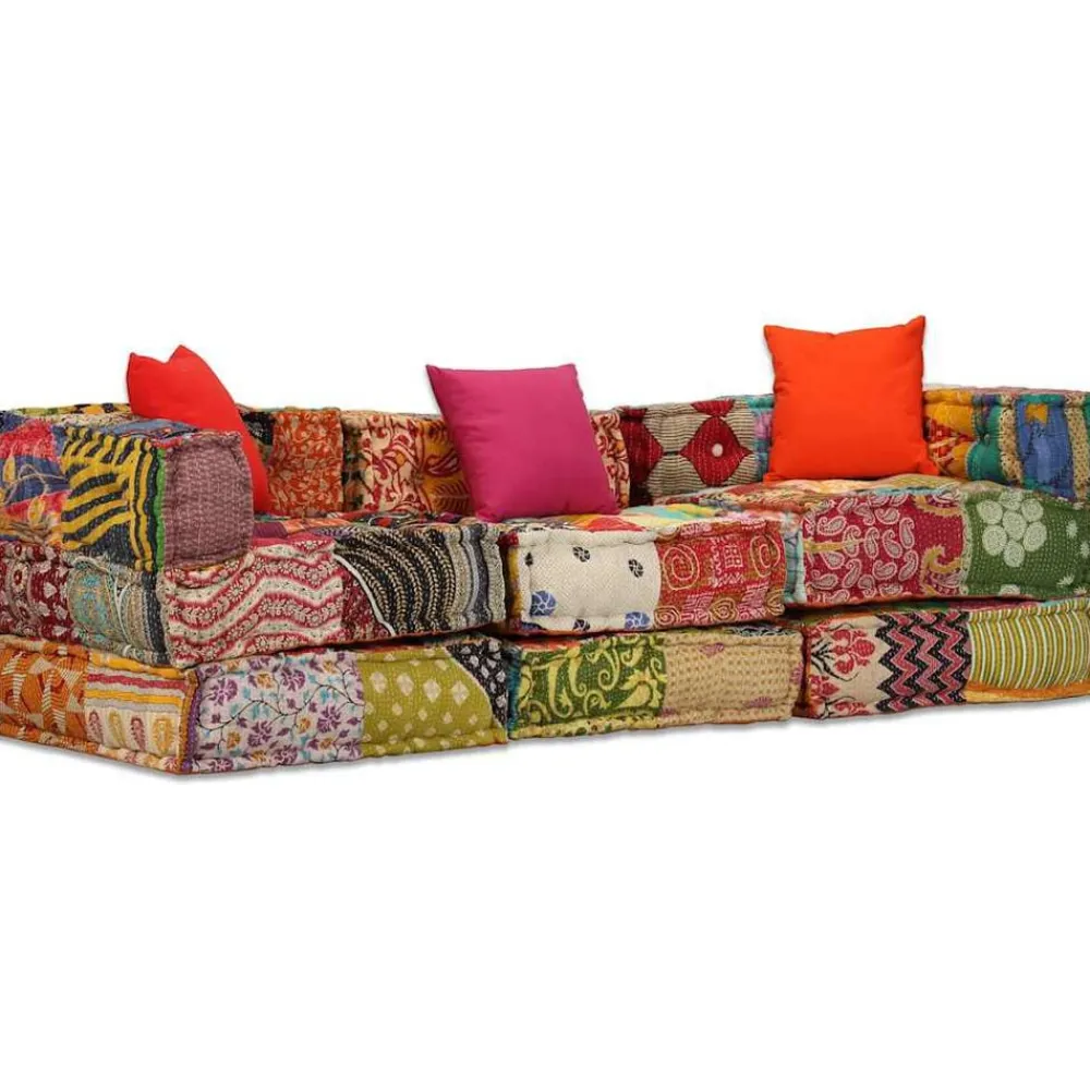 vidaXL Pouf modulaire à 3 places Tissu