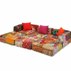 vidaXL Pouf modulaire à 3 places Tissu