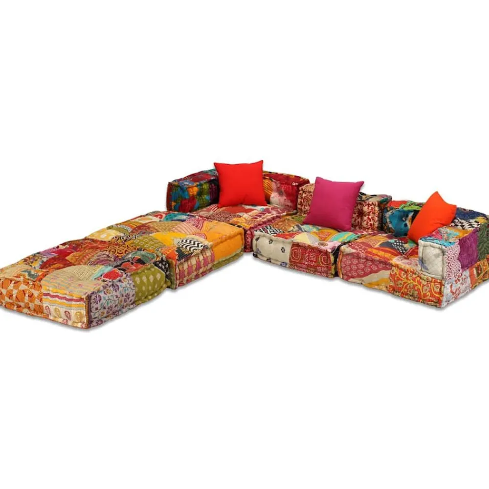vidaXL Pouf modulaire à 3 places Tissu