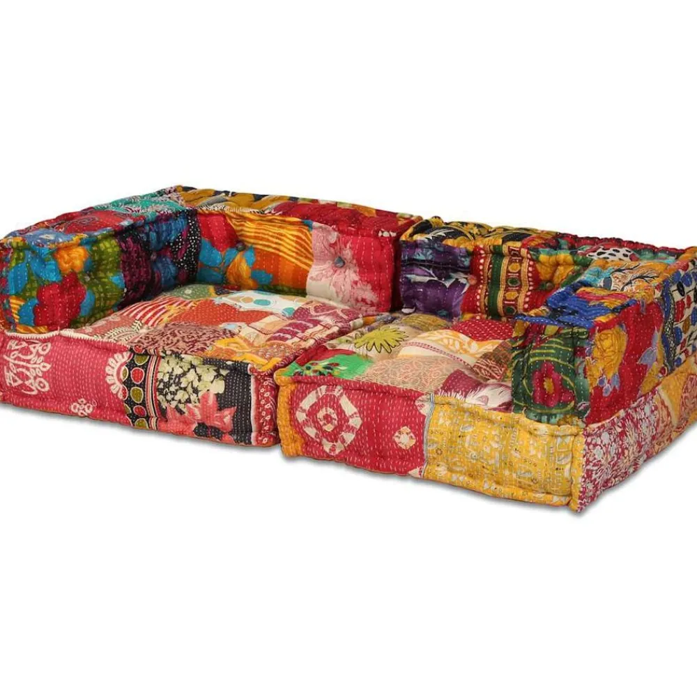 Décorations-vidaXL Pouf modulaire à 2 places Tissu Patchwork