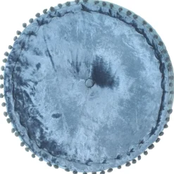 Poufs-vidaXL Pouf Rond Velours 40x20 cm Bleu