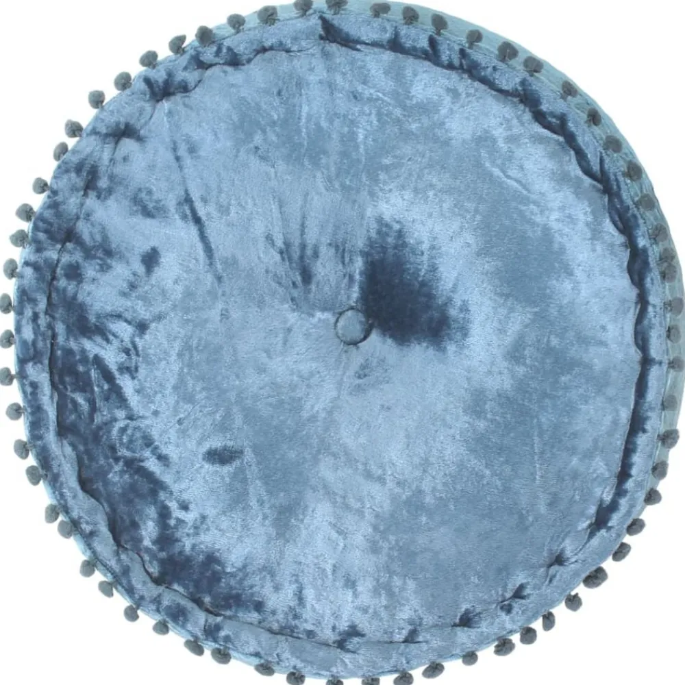 Poufs-vidaXL Pouf Rond Velours 40x20 cm Bleu