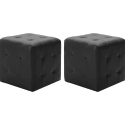 Poufs-vidaXL Poufs 2 pcs 30 x 30 x 30 cm Similicuir Noir